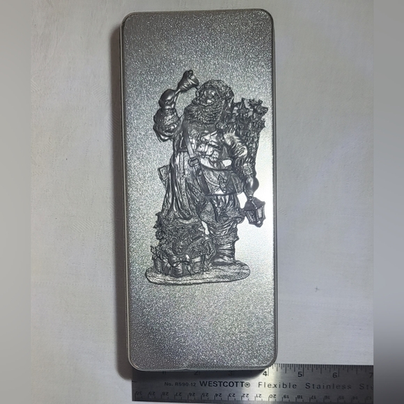 Vintage 1998 GBD Pewter Santa on Silver Tin Box - Picture 5 of 12